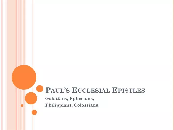 paul s ecclesial epistles