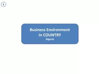Business Environment i n COUNTRY Algeria