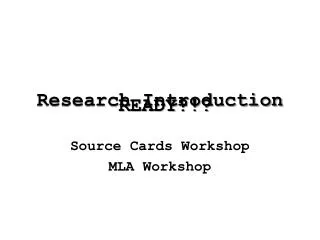 Research Introduction