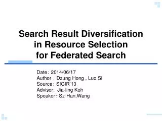 Search Result Diversification in Resource Selection for Federated Search