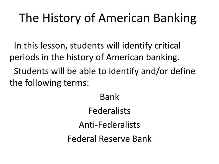 the history of american banking