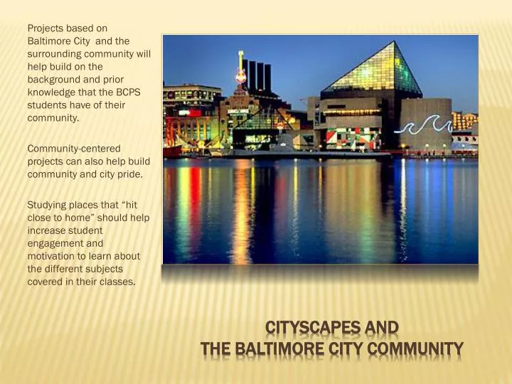 cityscapes and the baltimore city community