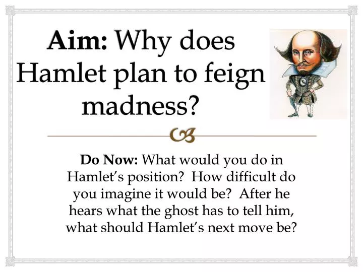 aim why does hamlet plan to feign madness