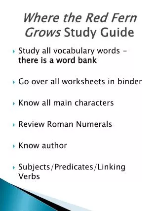 Where the Red Fern Grows Study Guide