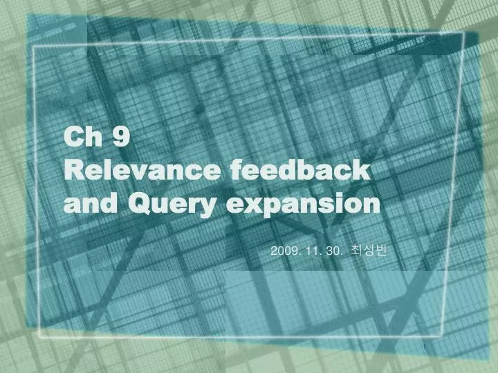 ch 9 relevance feedback and query expansion