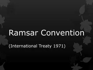 Ramsar Convention (International Treaty 1971)