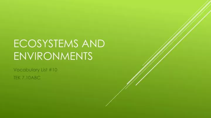ecosystems and environments