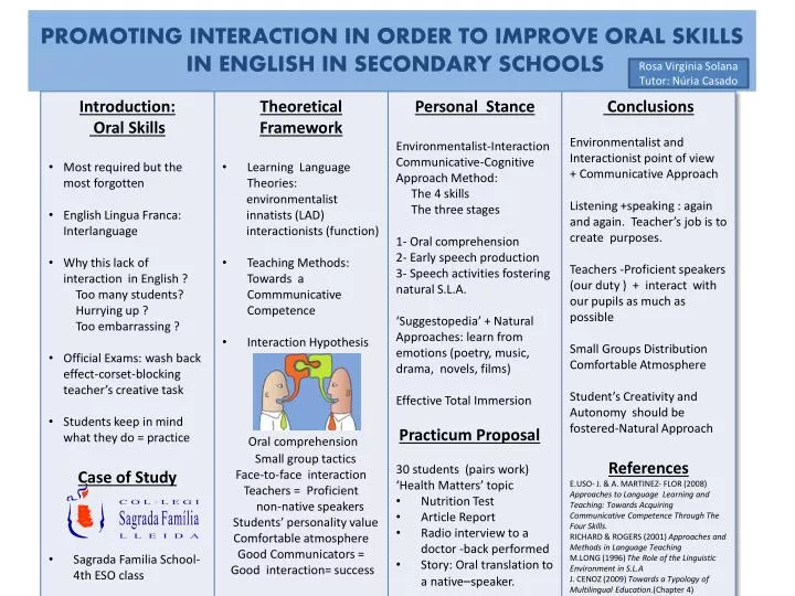 promoting interaction in order to improve oral skills in english in secondary schools