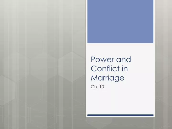 power and conflict in marriage