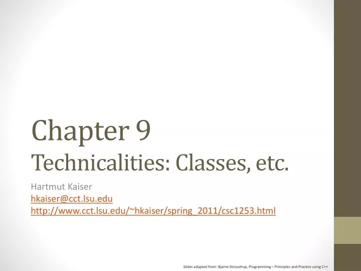 chapter 9 technicalities classes etc