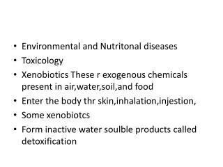 Environmental and Nutritonal diseases Toxicology