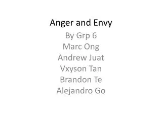 Anger and Envy
