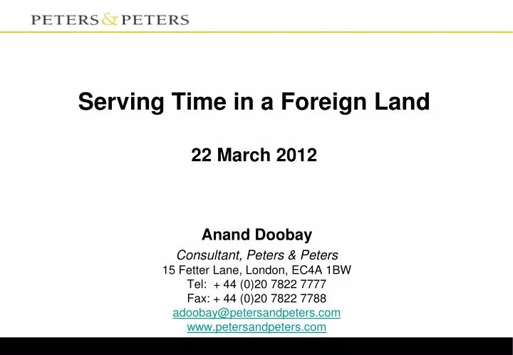 serving time in a foreign land 22 march 2012