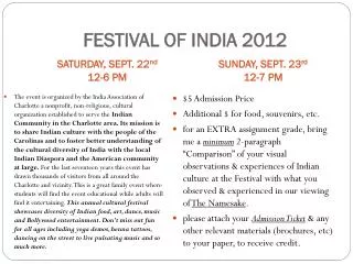 FESTIVAL OF INDIA 2012
