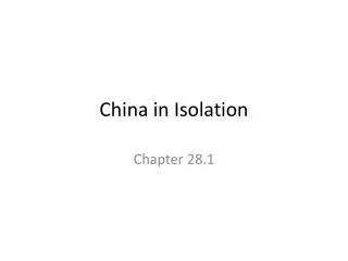 China in Isolation