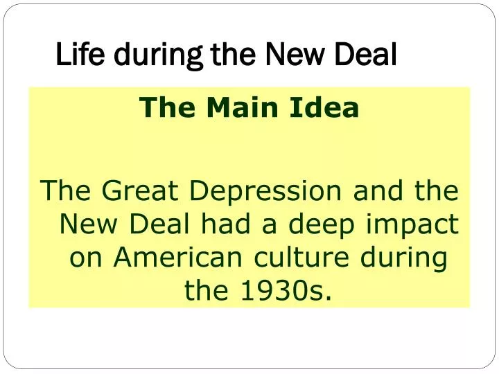 life during the new deal