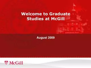 Welcome to Graduate Studies at McGill