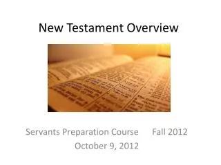 New Testament Overview