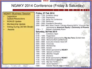 NGAKY 2014 Conference (Friday &amp; Saturday)