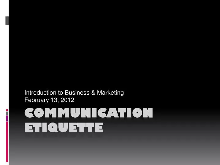 introduction to business marketing february 13 2012