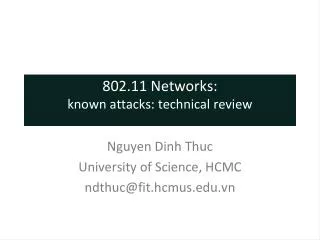 802.11 Networks: known attacks: technical review