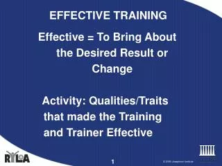 EFFECTIVE TRAINING