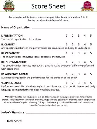 I . PRESENTATION 				1 2 3 4 5 The overall organization of the show.