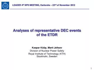 Analyses of representative DEC events of the ETDR