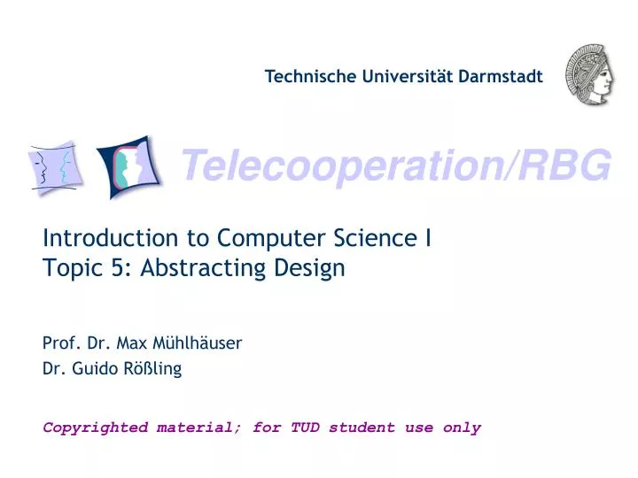 introduction to computer science i topic 5 abstracting design