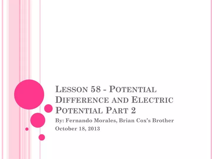 lesson 58 potential difference and electric potential part 2