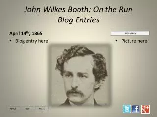 John Wilkes Booth: On the Run Blog Entries
