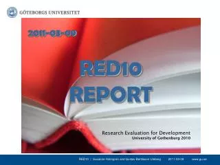 Research Evaluation for Development University of Gothenburg 2010