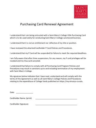 Purchasing Card Renewal Agreement