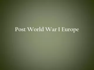 Post World War I Europe