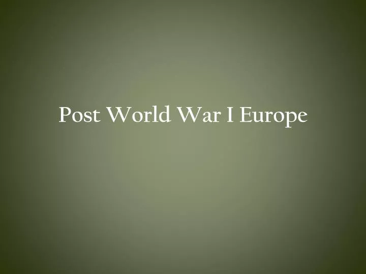 post world war i europe