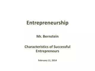 Entrepreneurship