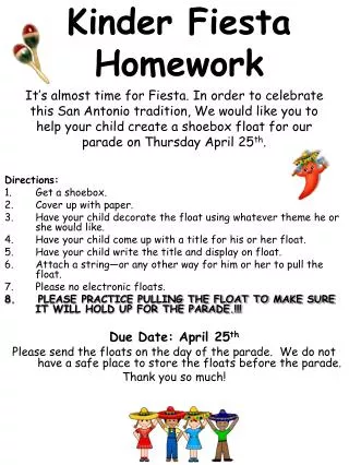 Kinder Fiesta Homework