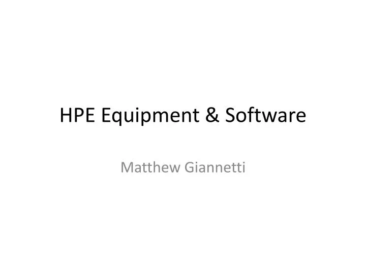 hpe equipment software