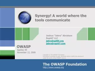 Synergy! A world where the tools communicate