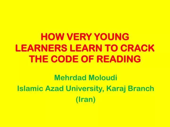 how very young learners learn to crack the code of reading