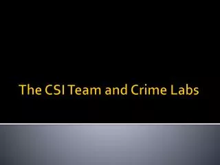The CSI Team and Crime Labs