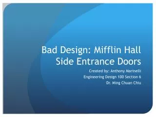 Bad Design: Mifflin Hall Side Entrance Doors