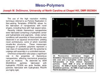 Meso -Polymers Joseph M. DeSimone , University of North Carolina at Chapel Hill, DMR 0923604