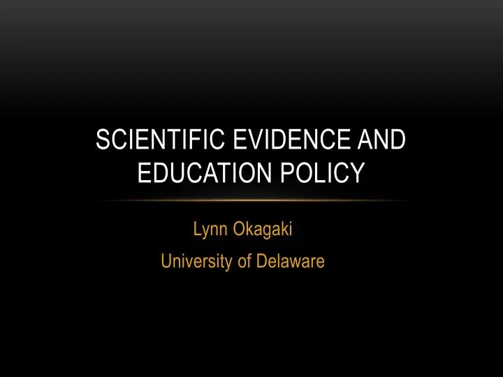 scientific evidence and education policy