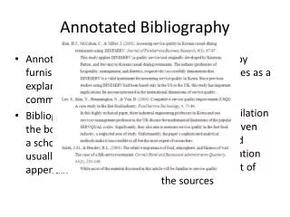 Annotated Bibliography