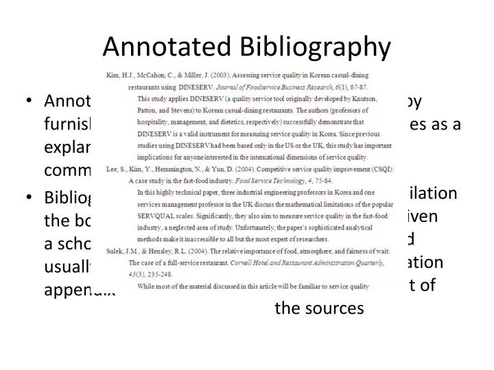 annotated bibliography