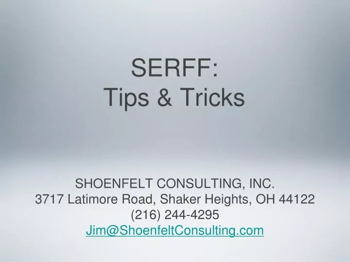 serff tips tricks