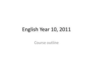 English Year 10, 2011