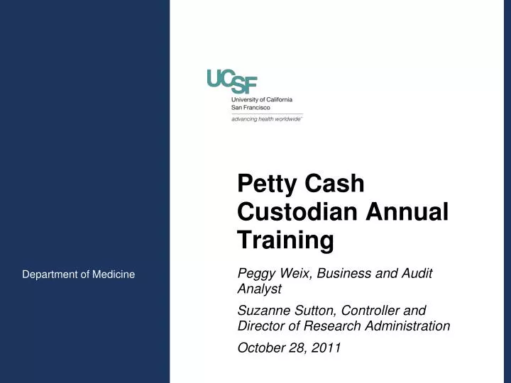 petty cash custodian annual training