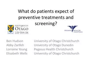 What do patients expect of preventive treatments and screening?